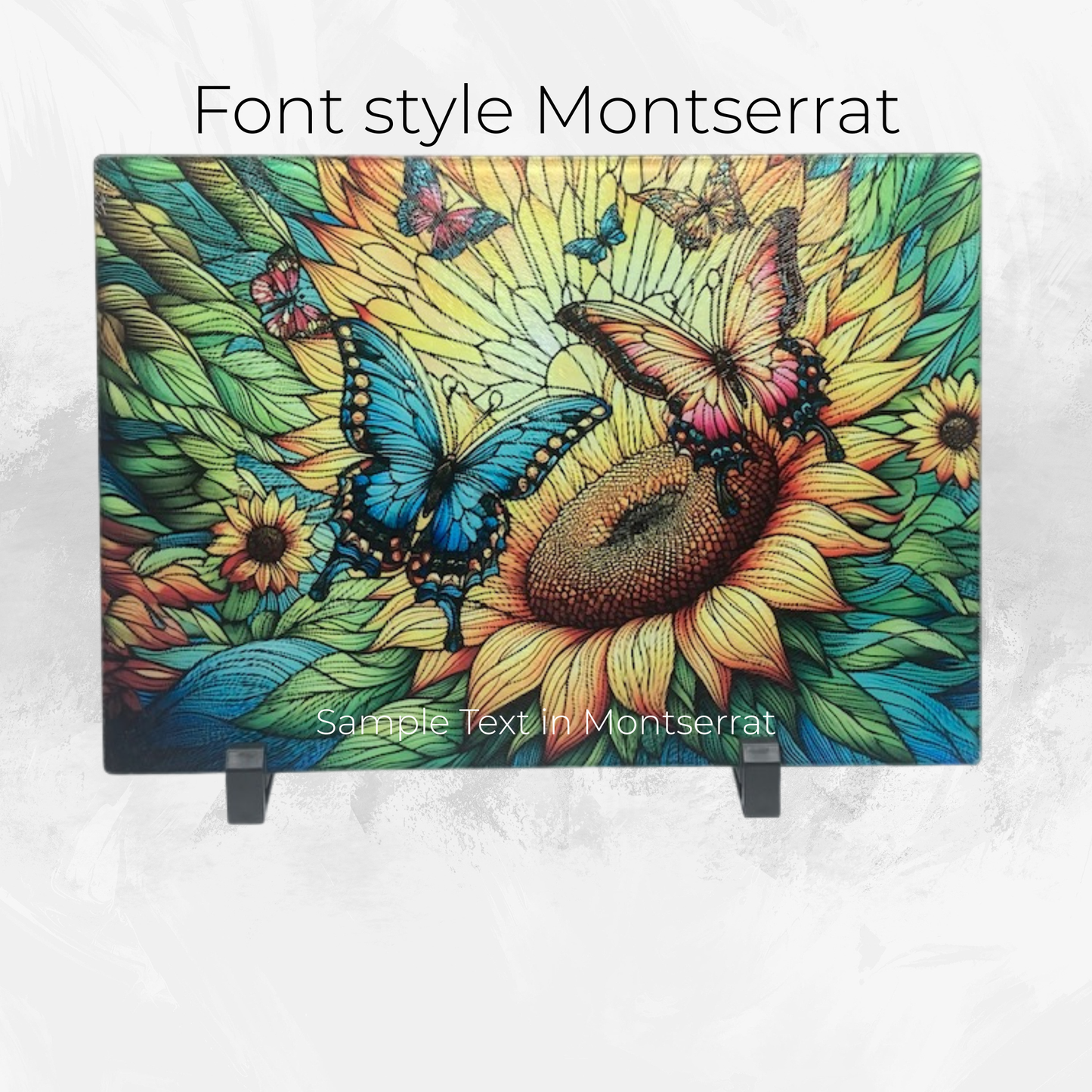 Personalized Butterflies and Sunflower Glass Cutting Board | Custom Garden Kitchen Gift