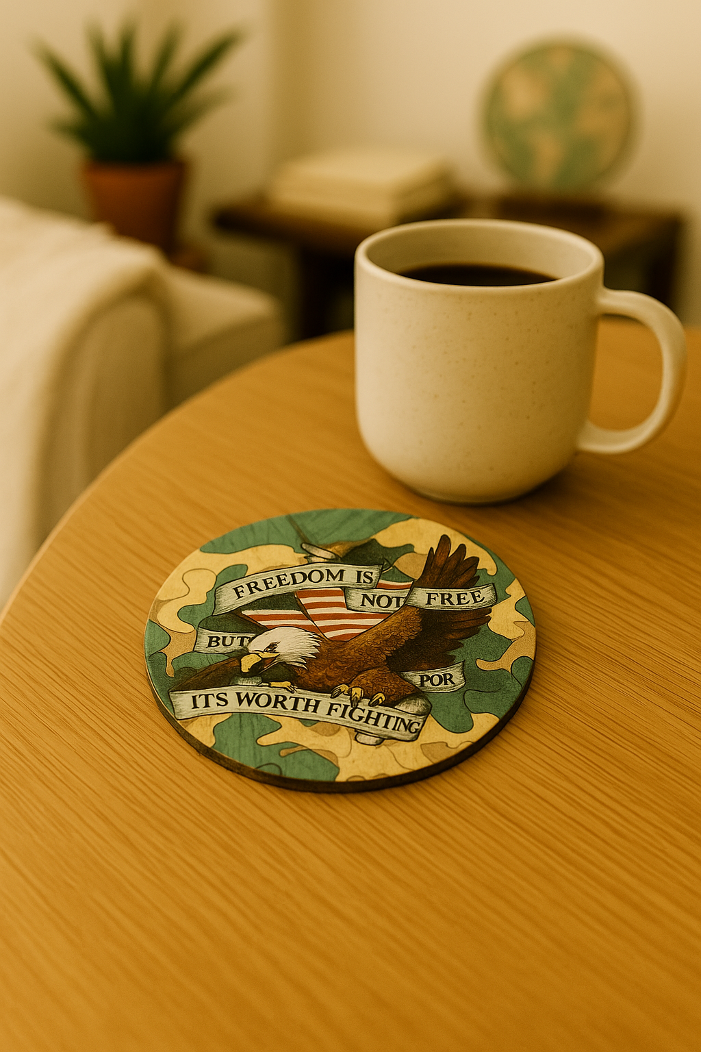 Freedom is Not Free Hardboard Coaster – 3.5" Round