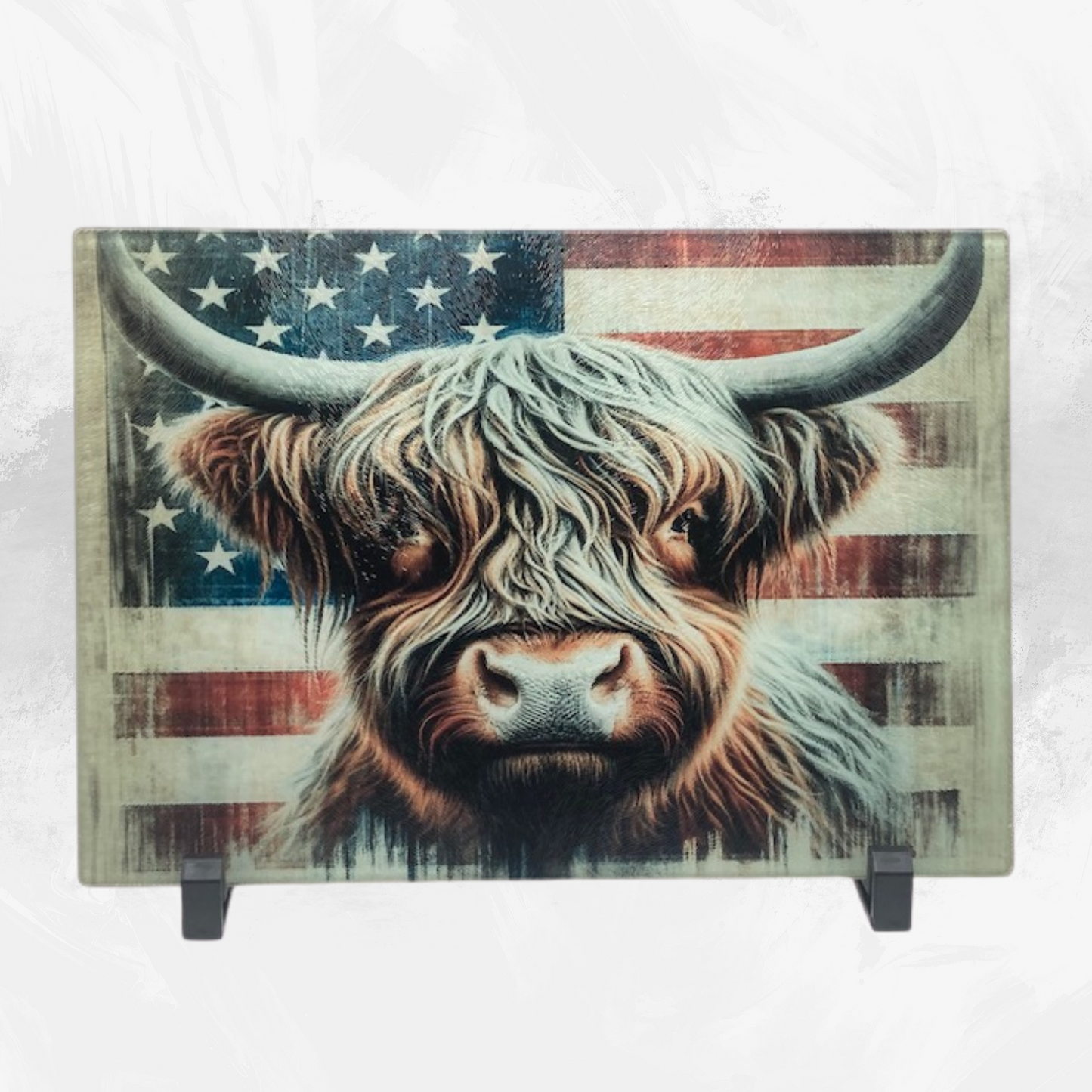 Highland Cow Flag Glass Cutting Board