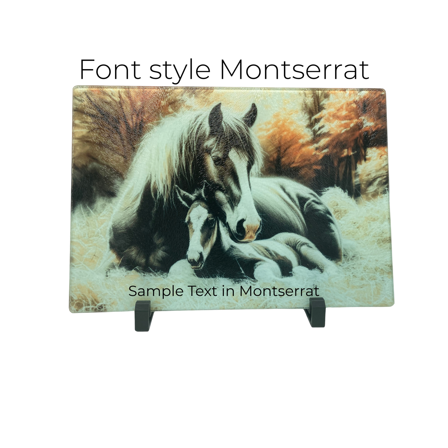 Personalized Horse and Foal Glass Cutting Board | Custom Country Kitchen Gift