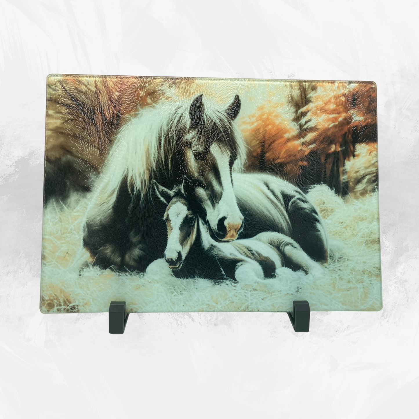 Horse and Foal Glass Cutting Board – Country Living Style