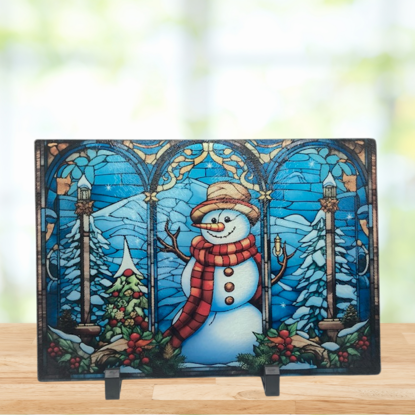 Snowman Glass Cutting Board