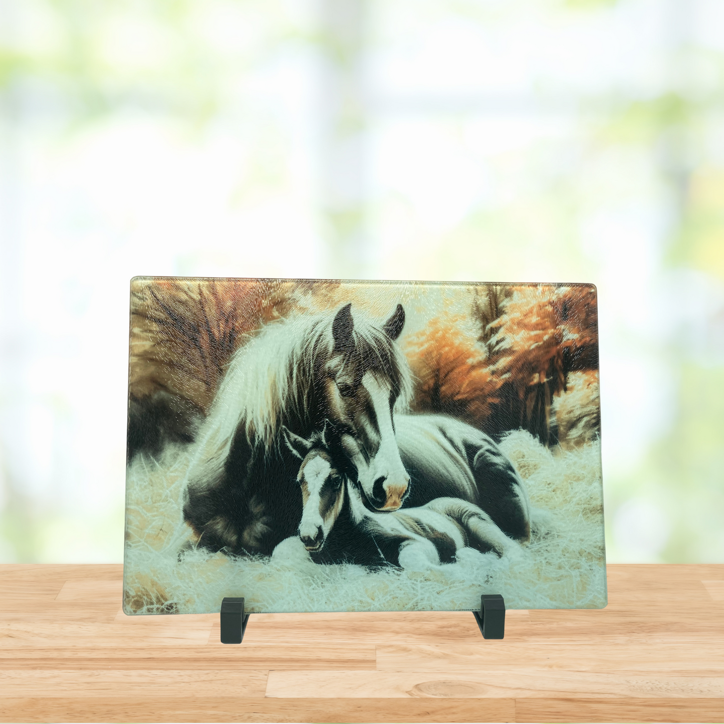 Horse and Foal Glass Cutting Board – Country Living Style