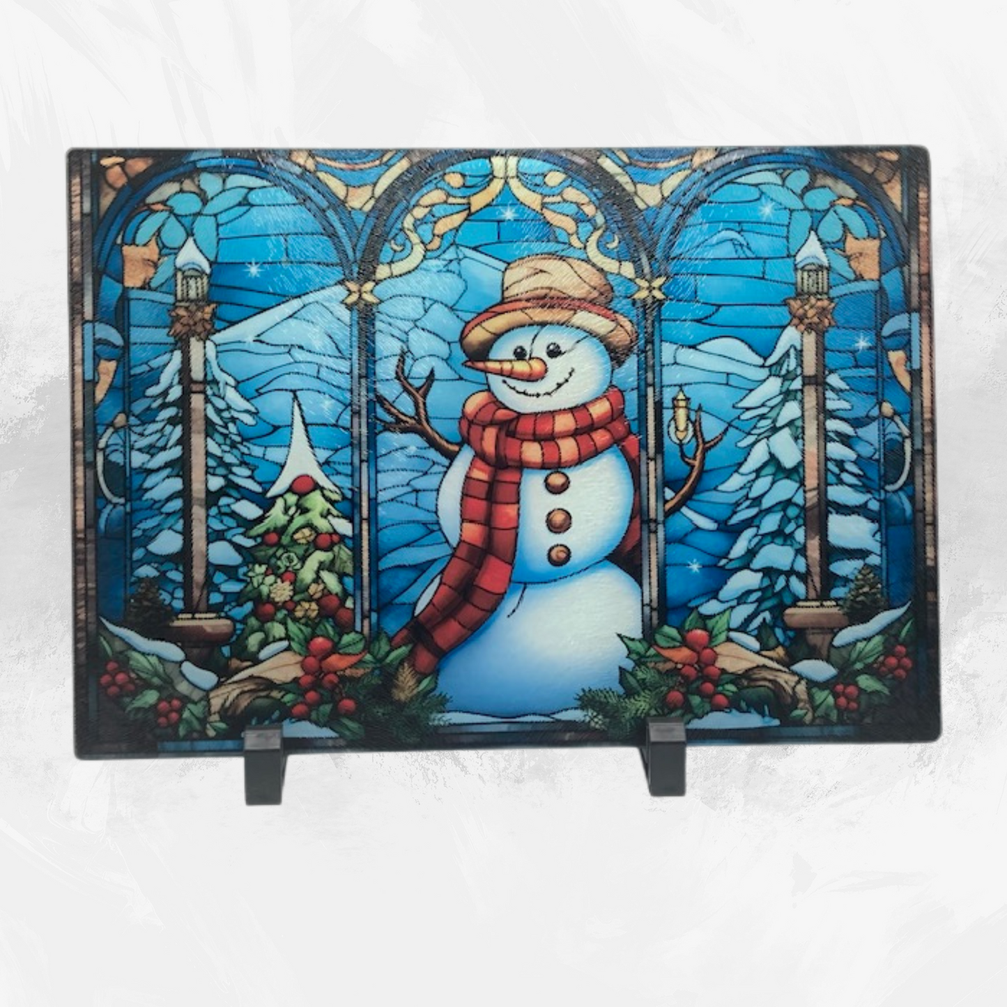 Snowman Glass Cutting Board