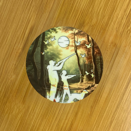 Dad and Daughter Hunting Hardboard Coaster – 3.5" Round
