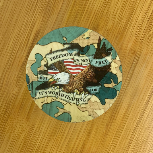 Freedom is Not Free Hardboard Coaster – 3.5" Round